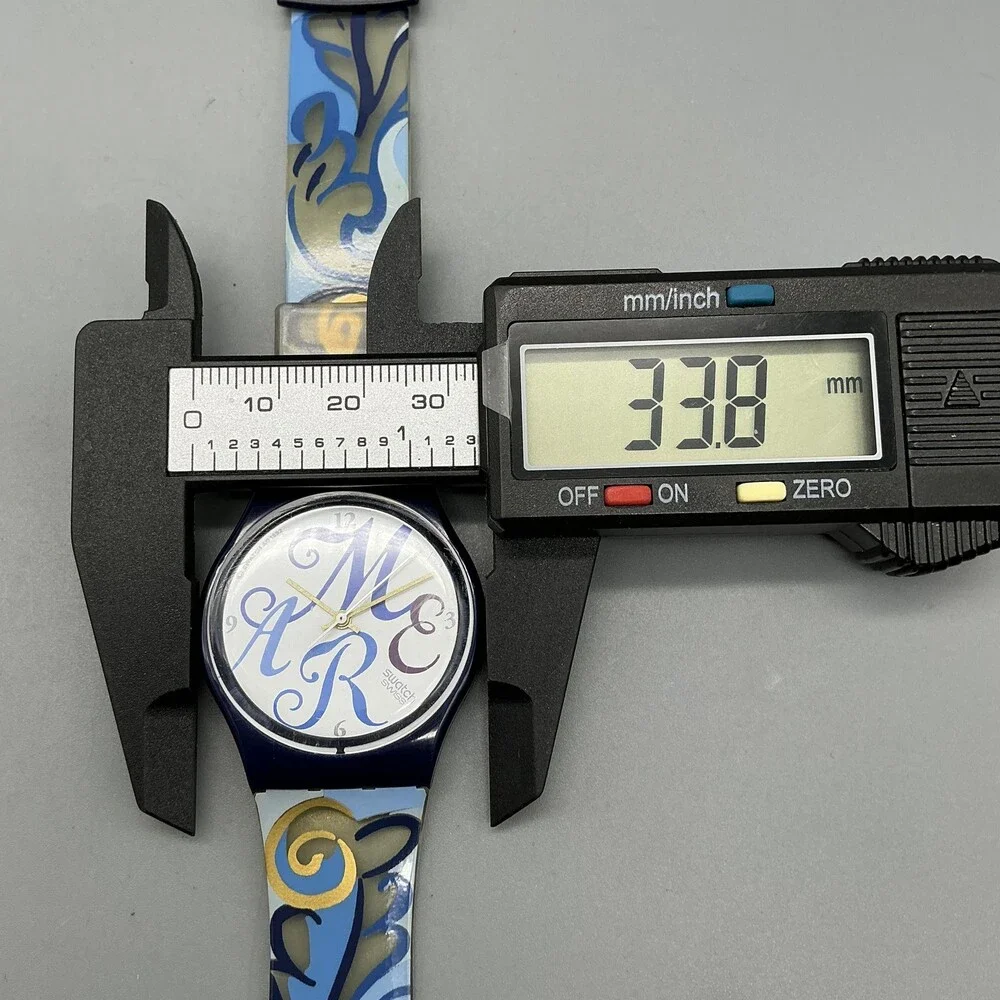 Vintage Swatch Algarve Men Watch 34mm White Blue Band Swiss New Battery